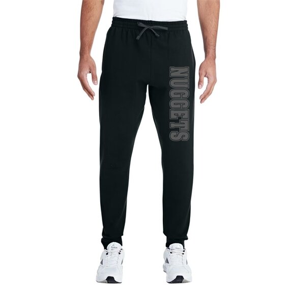 NEW Denver Nuggets Retro Wordmark Tonal Logo Fleece Joggers Sweatpants BLACK